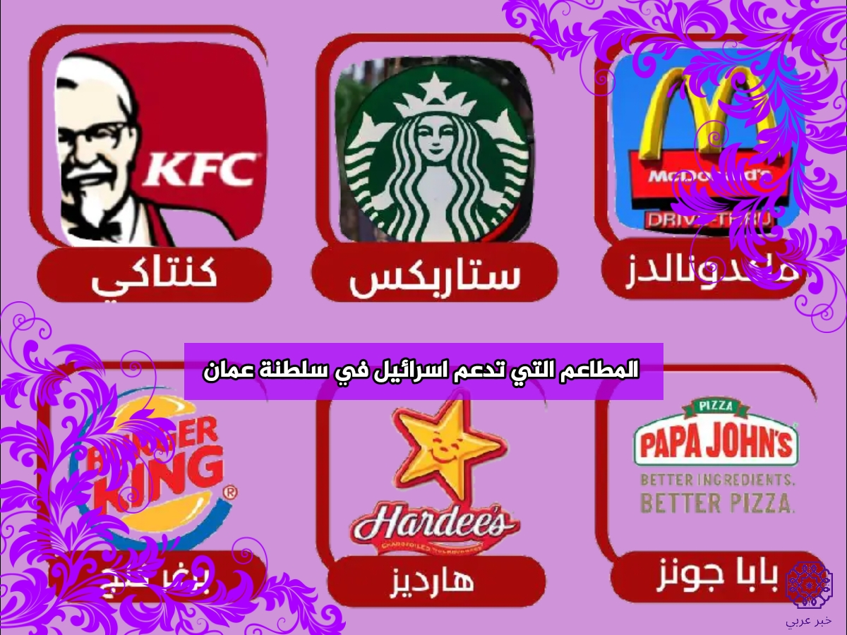 “قائمة شاملة” اسماء المطاعم التي تدعم اسرائيل في سلطنة عمان 2023 بالتفصيل
